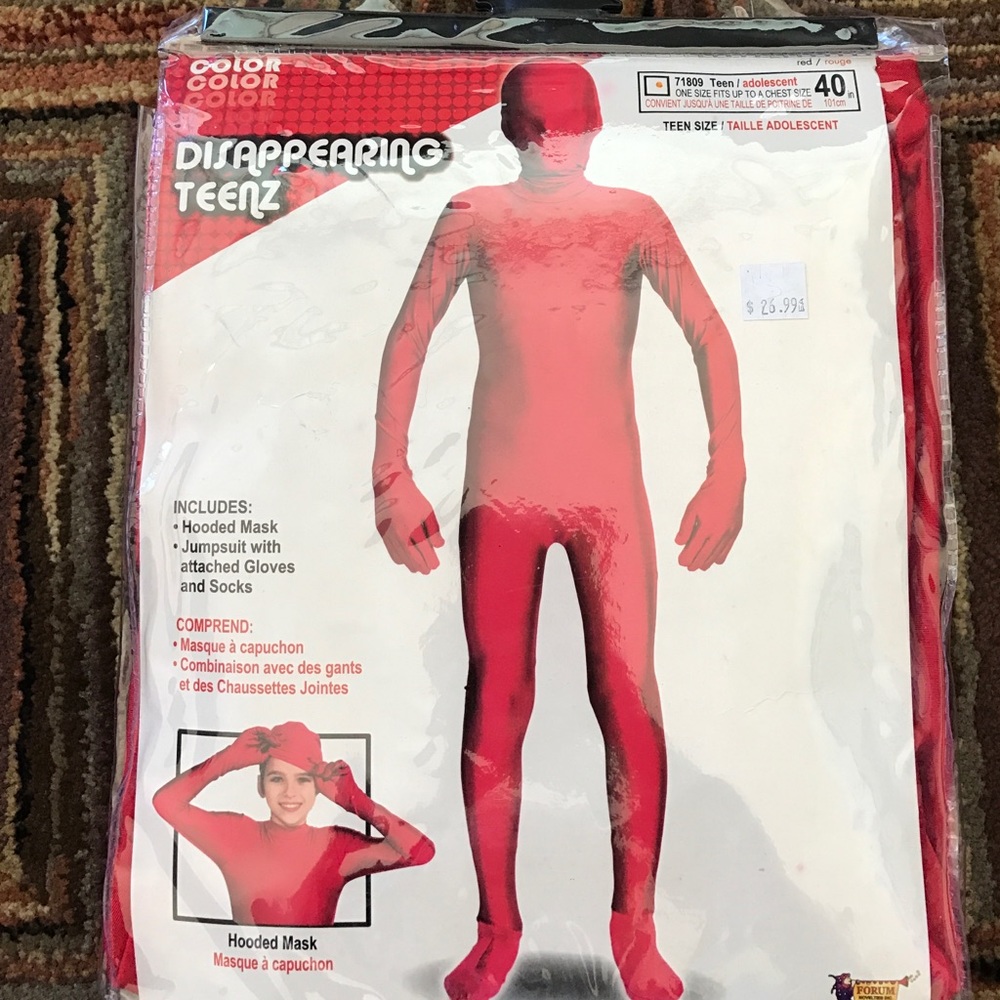 Red full body suit