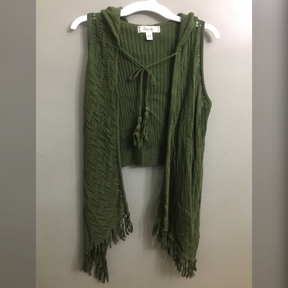 Decree Green Open Cardigan, M