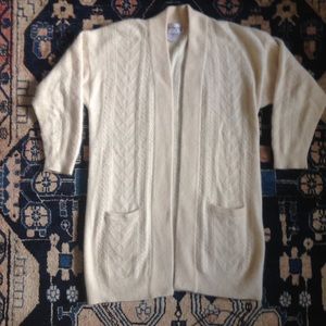 Long Cream Fuzzy Angora Cardigan, Courtney Rhodes