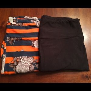 Lularoe black & floral leggings. OS Never worn.