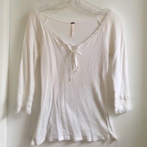 Free people three-quarter sleeve eyelet top