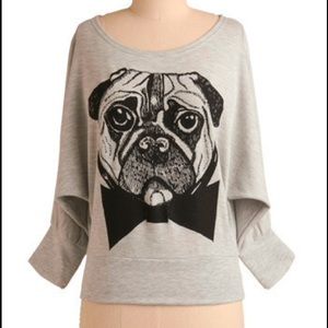 Modcloth Slouchy Pug Sweatshirt, Medium