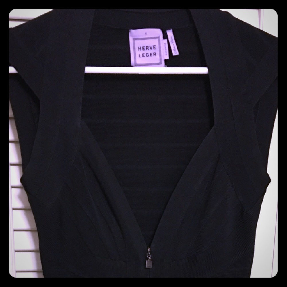 Herve leger black bandage dress. No flaws.