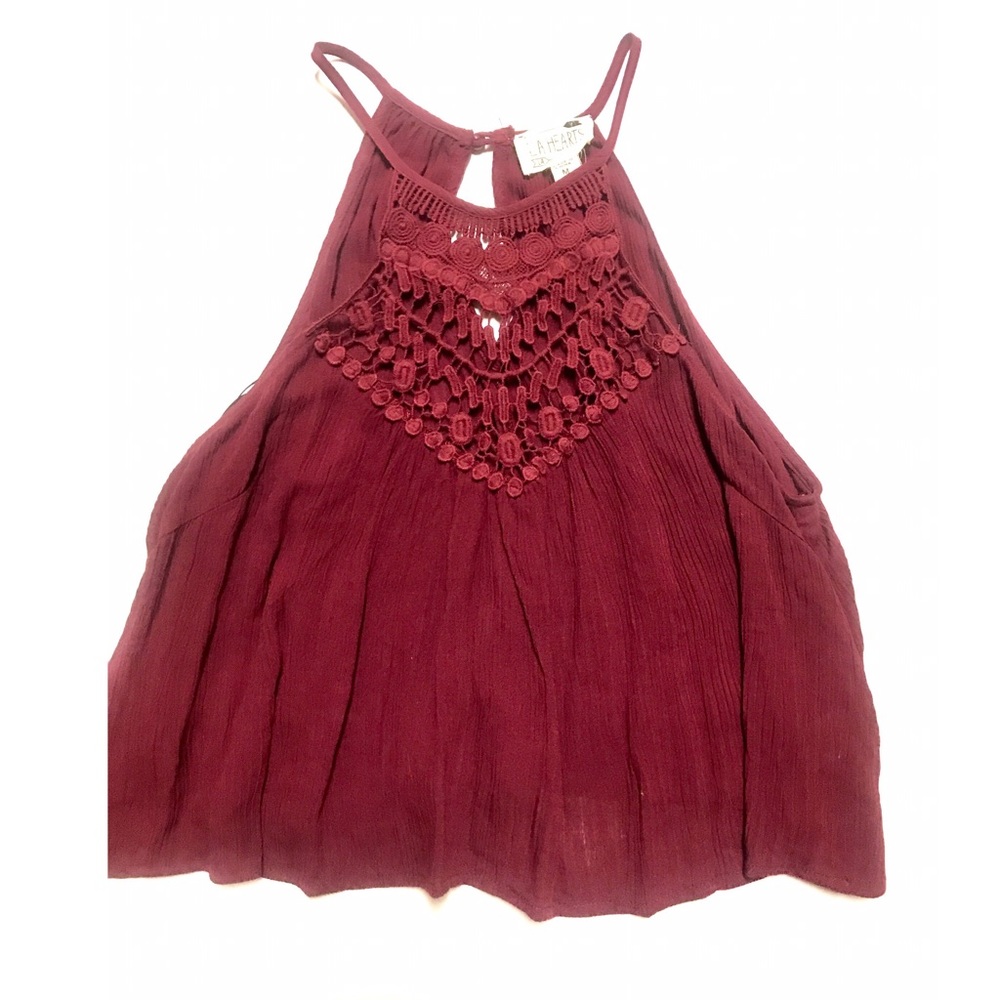 NWOT LA Hearts Cropped Tank - Maroon