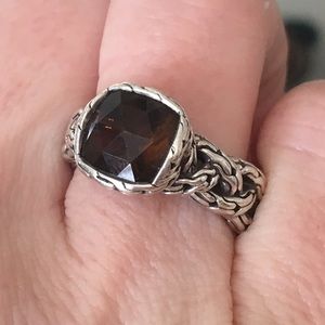 John Hardy Classic Chain w Smoky Quartz ring