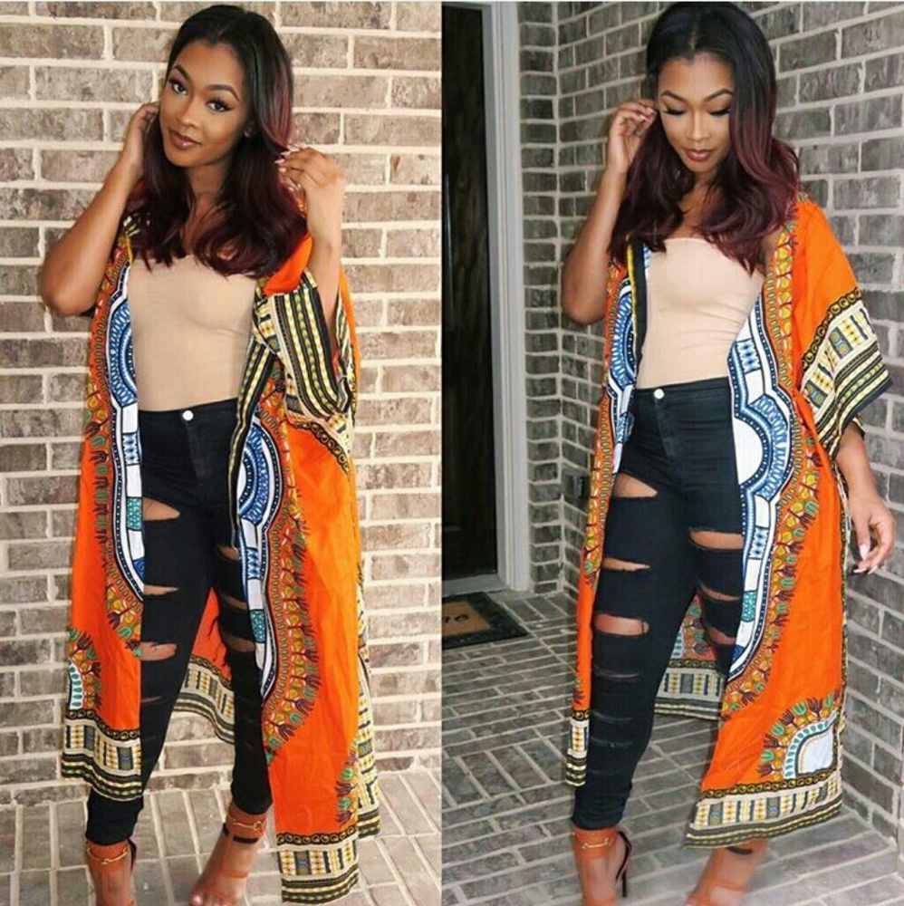 Orange dashiki Cardigan