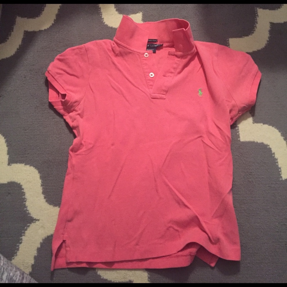 Ralph Lauren skinny fit polo in salmon color