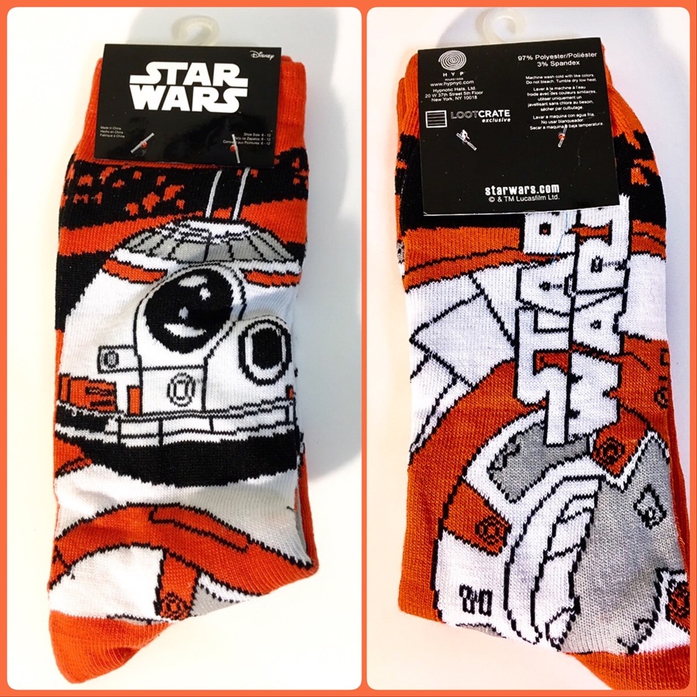 NWT bb8 Star Wars crew socks Loot Crate exclusive