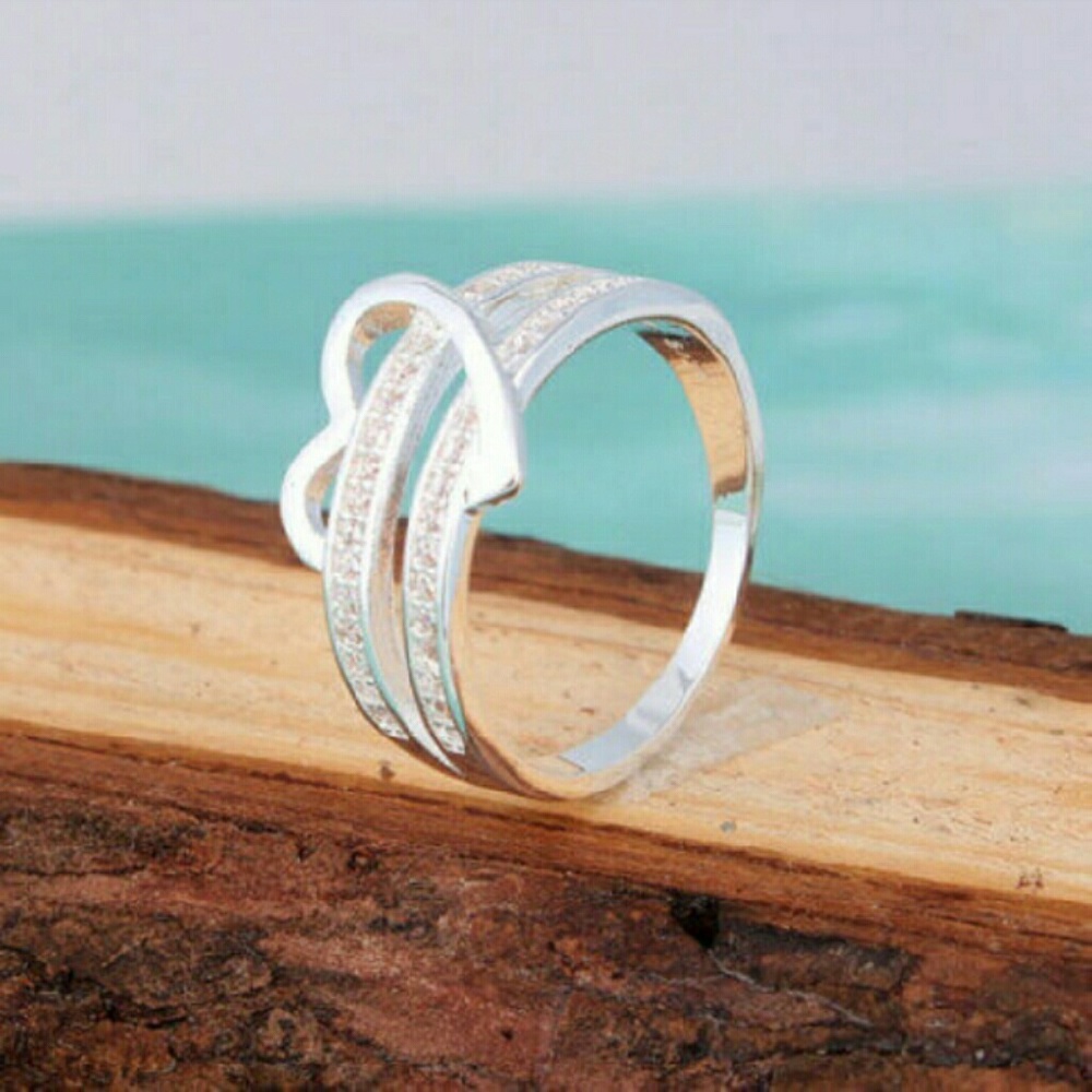 Heart Ring-SterlinG Silver/Double Row Diamonds