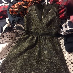 Black and gold with leather sleeve dress