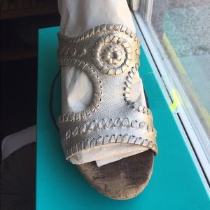 JACK ROGERS gold wedges