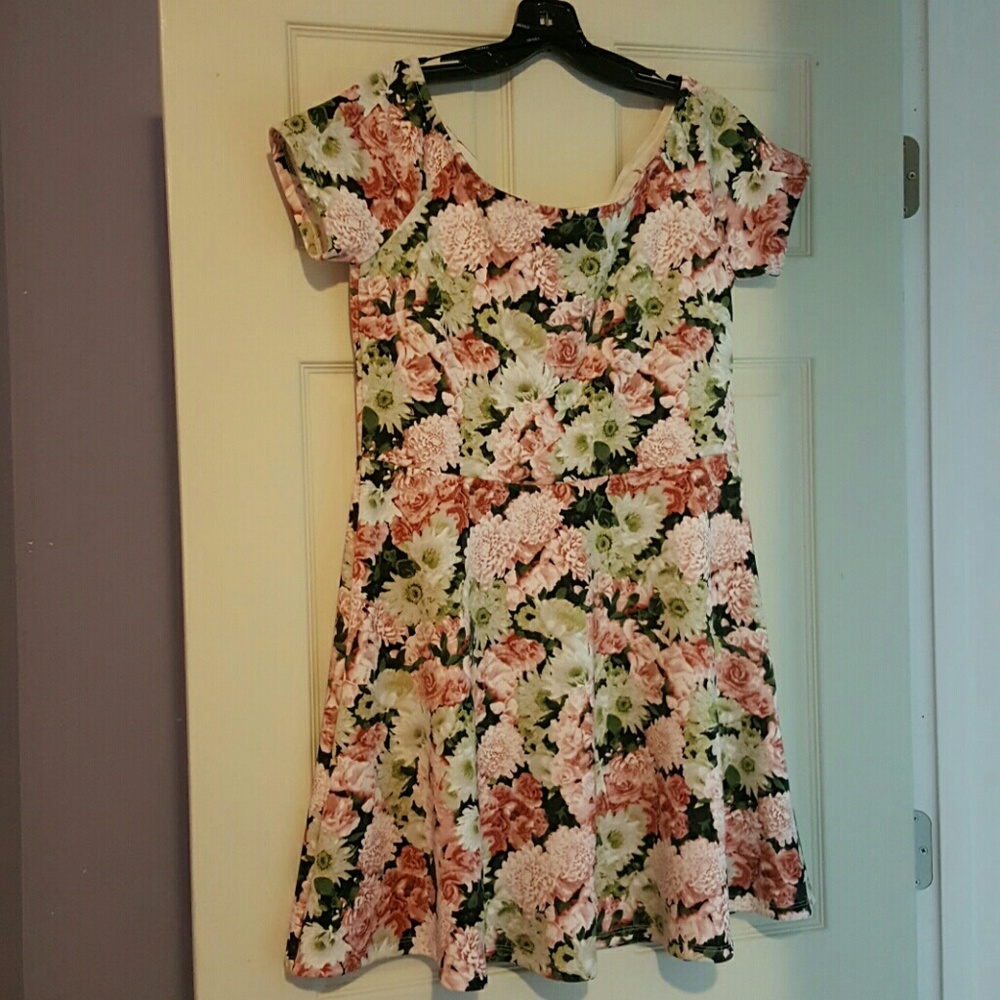 Pink floral a-line dress