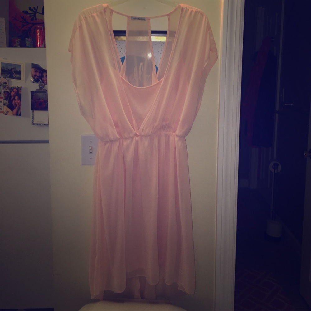 Pink chiffon high low dress super cute
