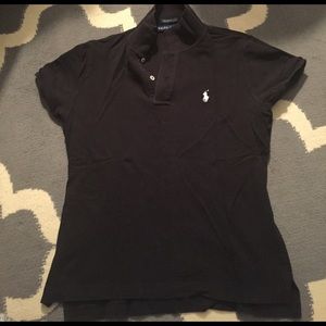 Ralph Lauren skinny fit polo in black