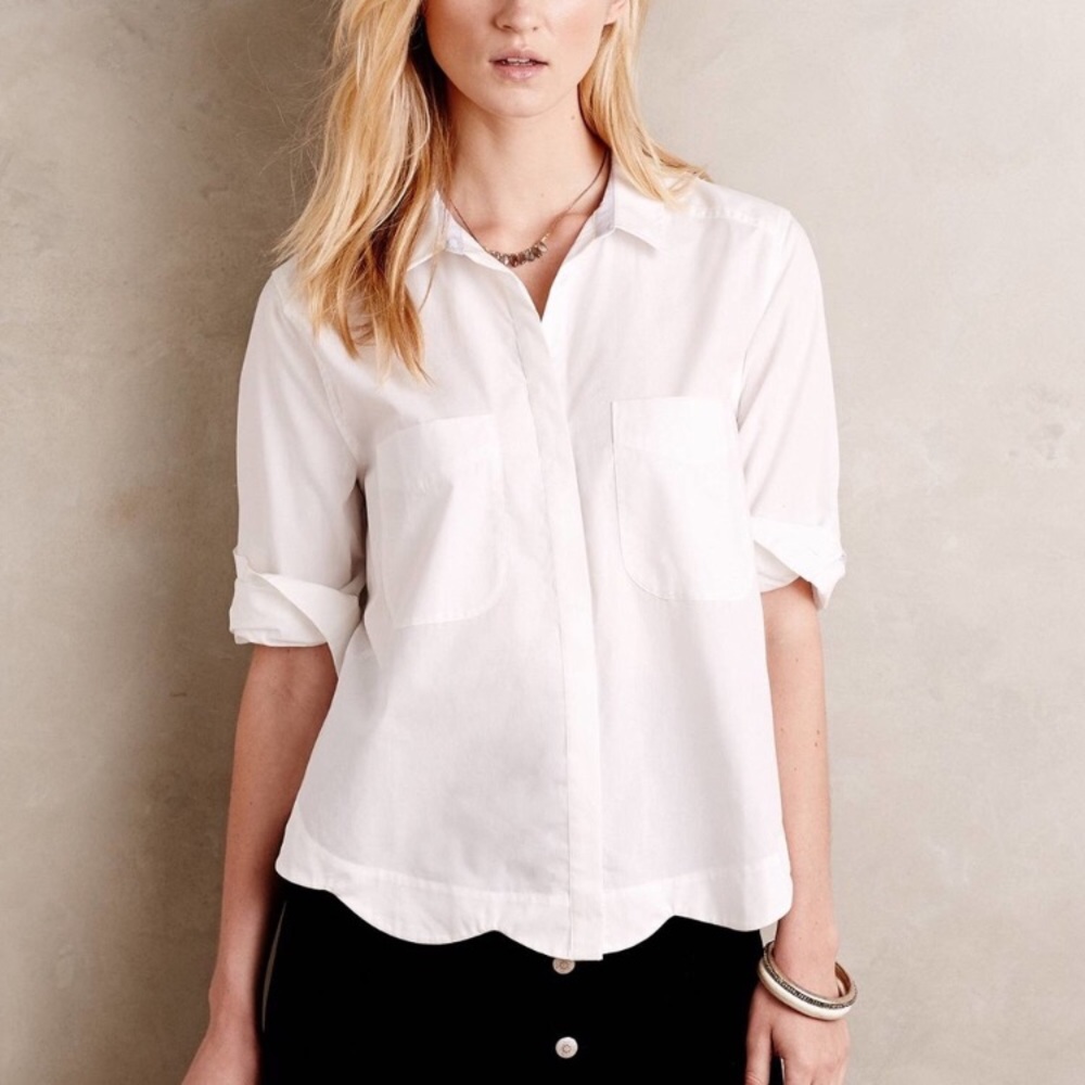 Anthropologie scallop trim blouse - HD Paris