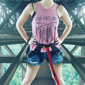 Good Vibes Only Pink Open Back Tank Top