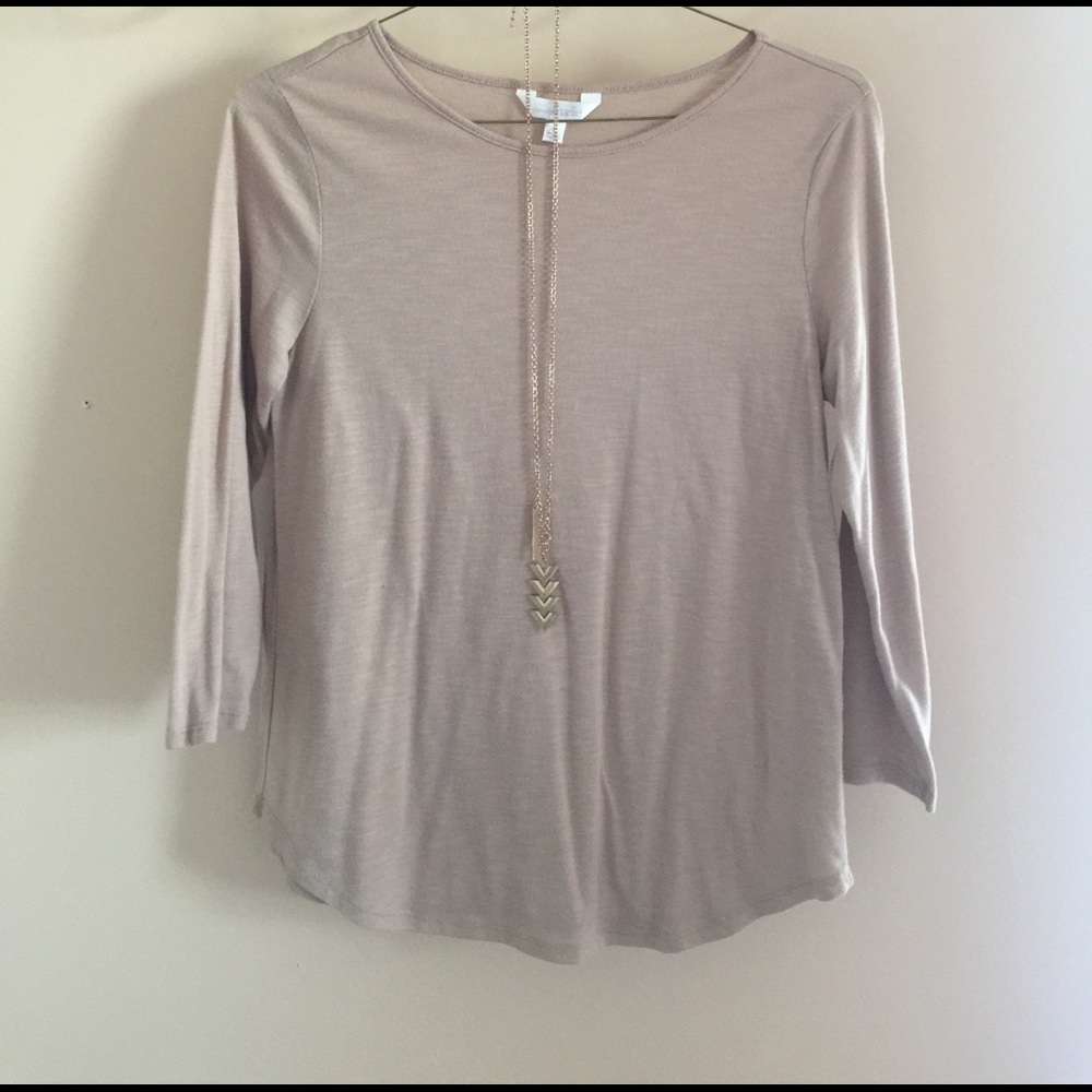 Charming Charlie Beige Quarter Sleeve Blouse