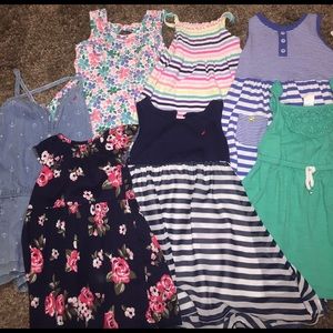 Bundle of 6 sundresses &1 romper, 2 diaper covers