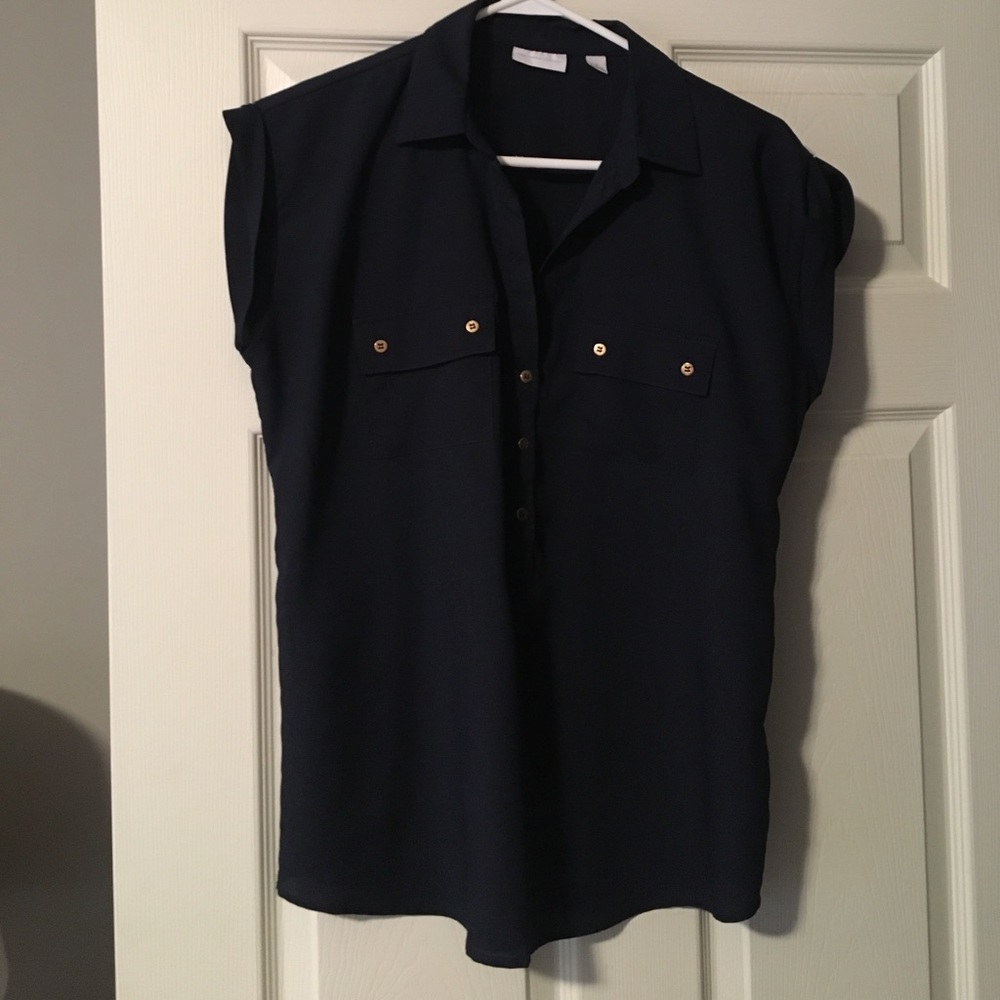 New York & Company Navy Blue Blouse Size M