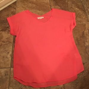 Coral v-neck blouse