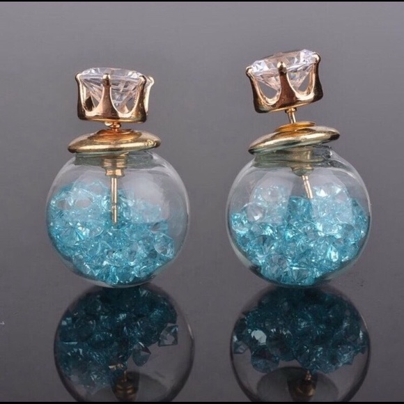 💎Double sided Crystal Ball Earrings💎 - Picture 1 of 3