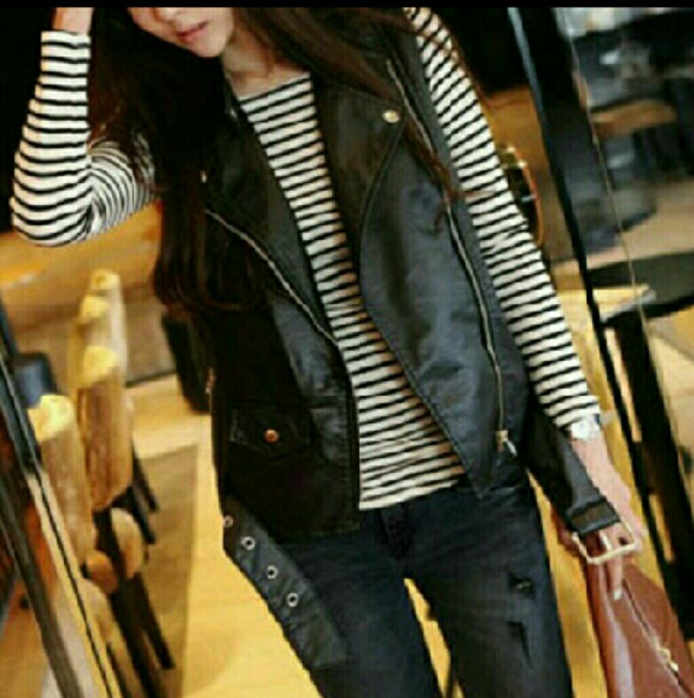 Black leather vest