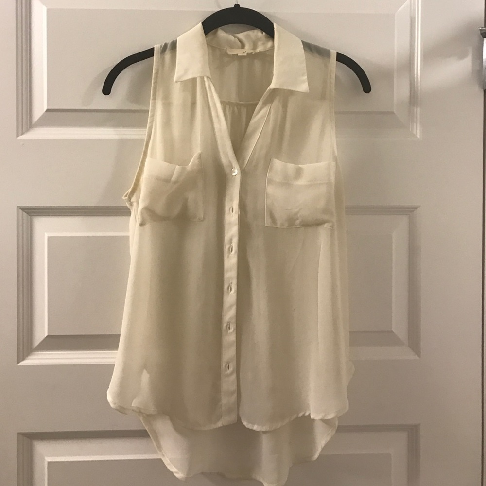 Sheer White Button Down Tank
