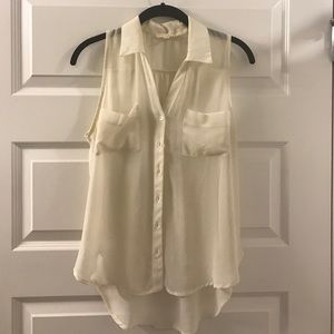 Sheer White Button Down Tank