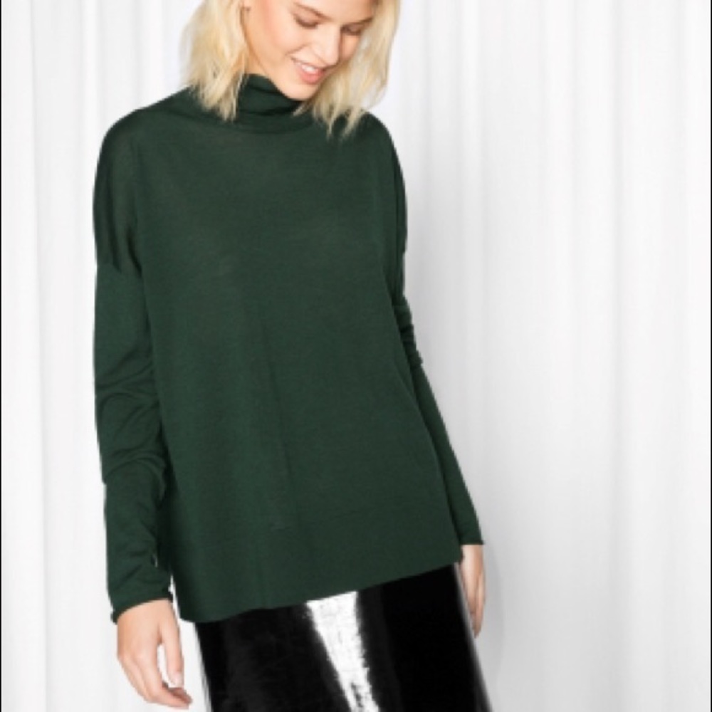 & Other Stories Green Turtleneck Sweater - Picture 1 of 5