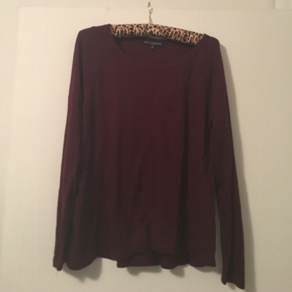 Maroon waffle tee with slit back
