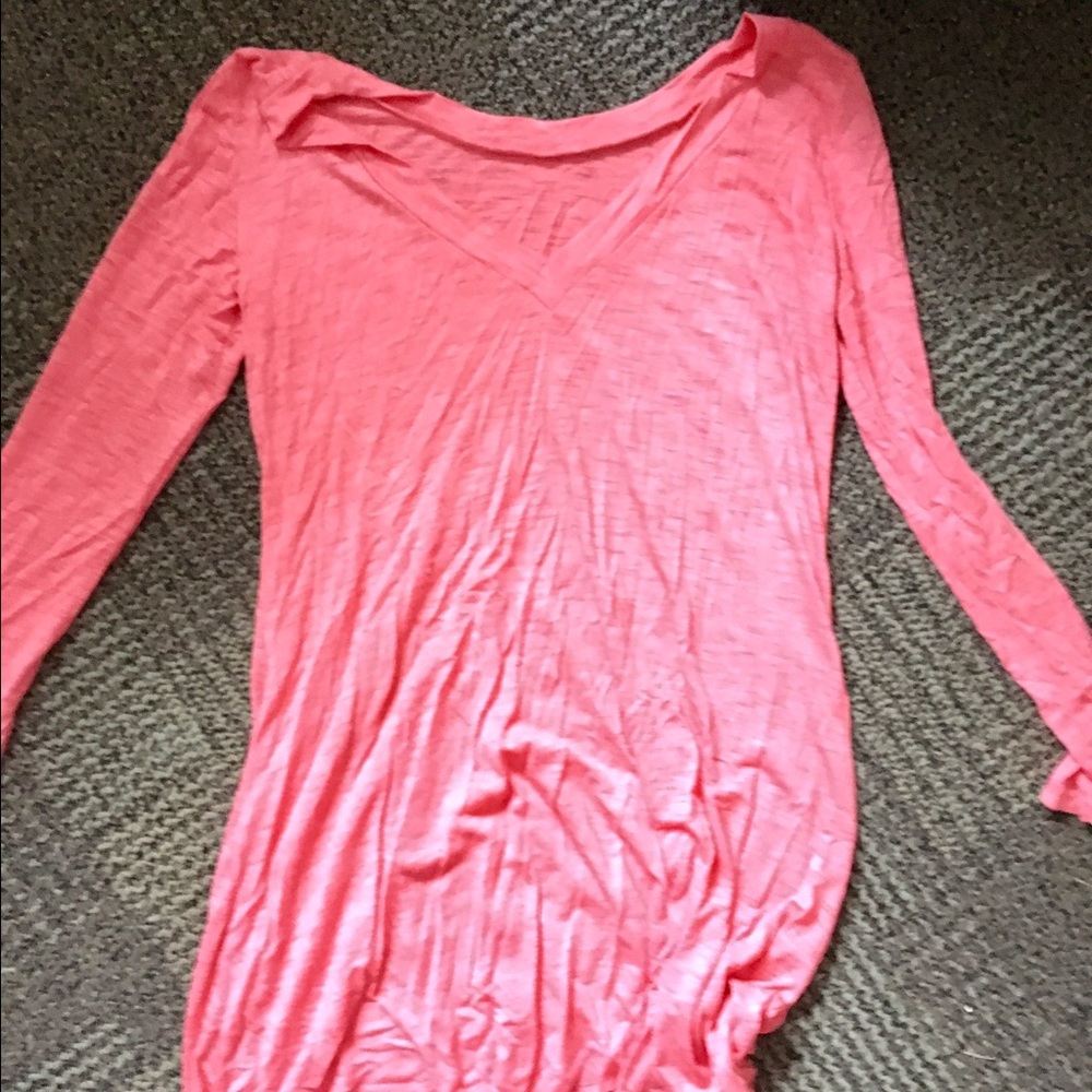 Pink V Neck Shirt Dress