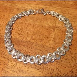 Choker style silver necklace