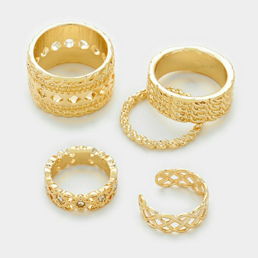 Gold Cutout Ring Set