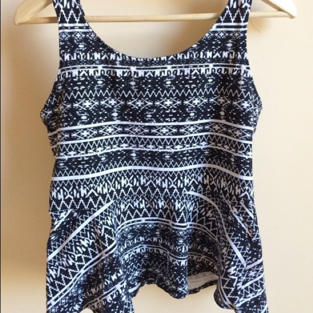 Tribal Print Peplum Top