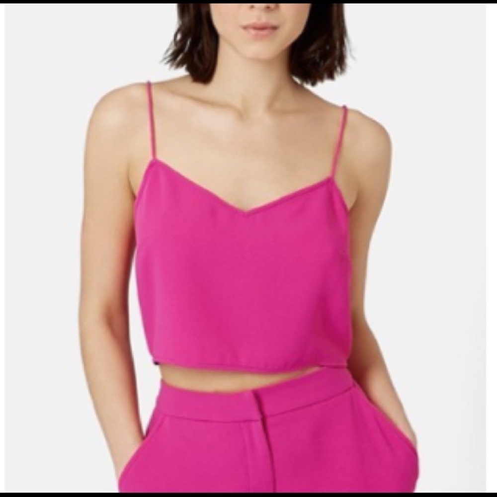 Topshop Boutique Crepe V Neck crop top