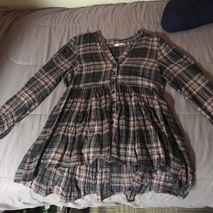 Anthropologie plaid peplum top.