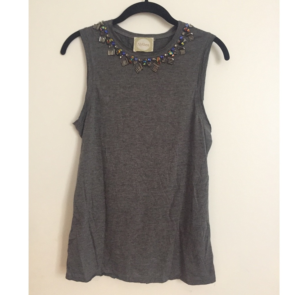 Embellished grey tank