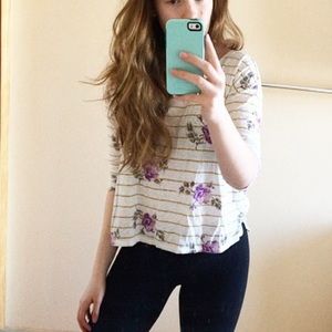 AEO Floral Striped Top