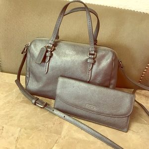 Coach Silver Cross Body with Wallet!!