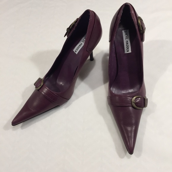 Steve Madden Shoes - Steve Madden Plum Heels with Buckles Size 9.5 M