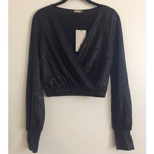 Metallic cropped long sleeve