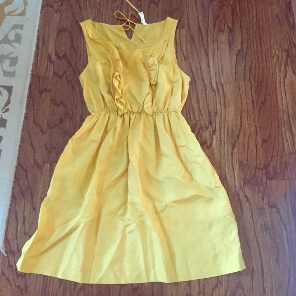 Anthropolgie Maeve Mustard Yellow silk dress