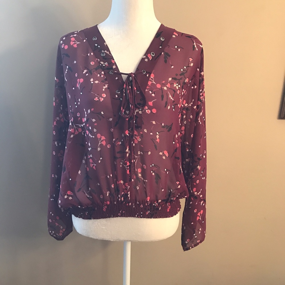 Express floral semi sheer top