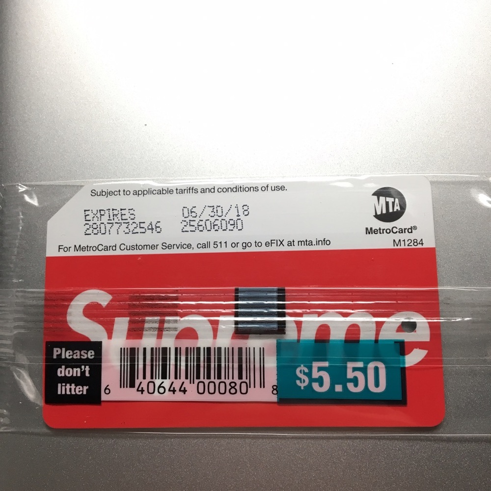 RARE SUPREME METRO CARD