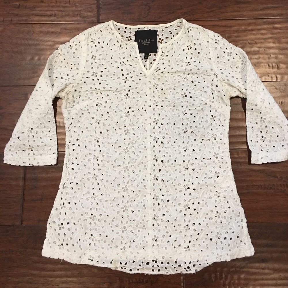 White Eyelet Talbots Top