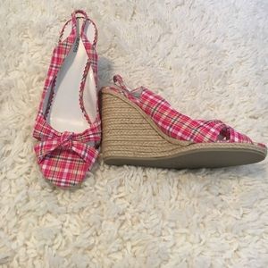 Maurices plaid printed wedges!
