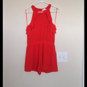 Boutique Red Romper with Ruffles size Medium NWOT