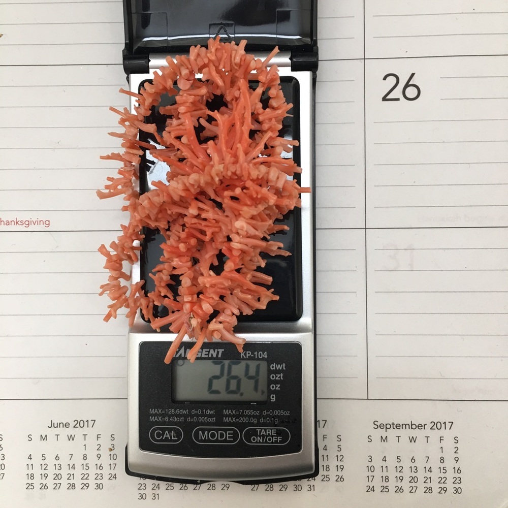Genuine salmon branch coral long necklace - Picture 4 of 8