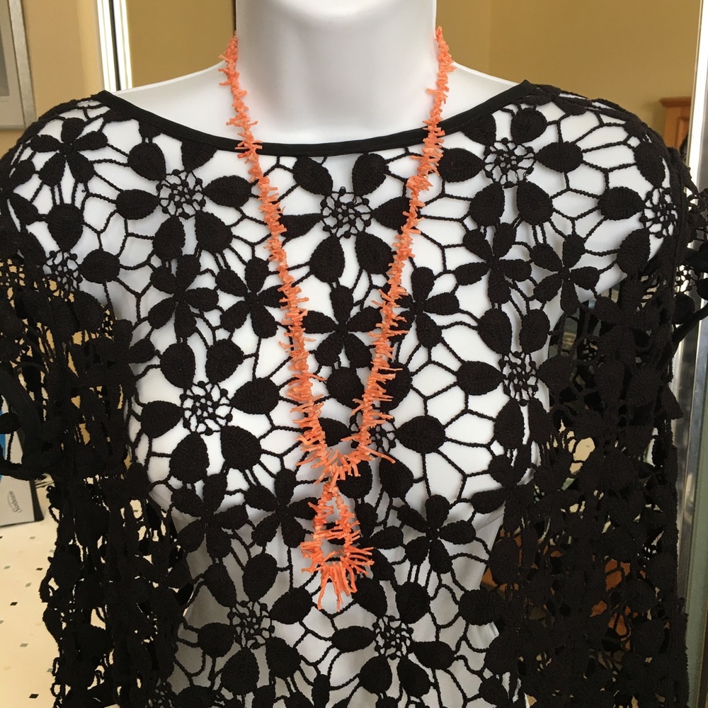 Genuine salmon branch coral long necklace - Picture 2 of 8