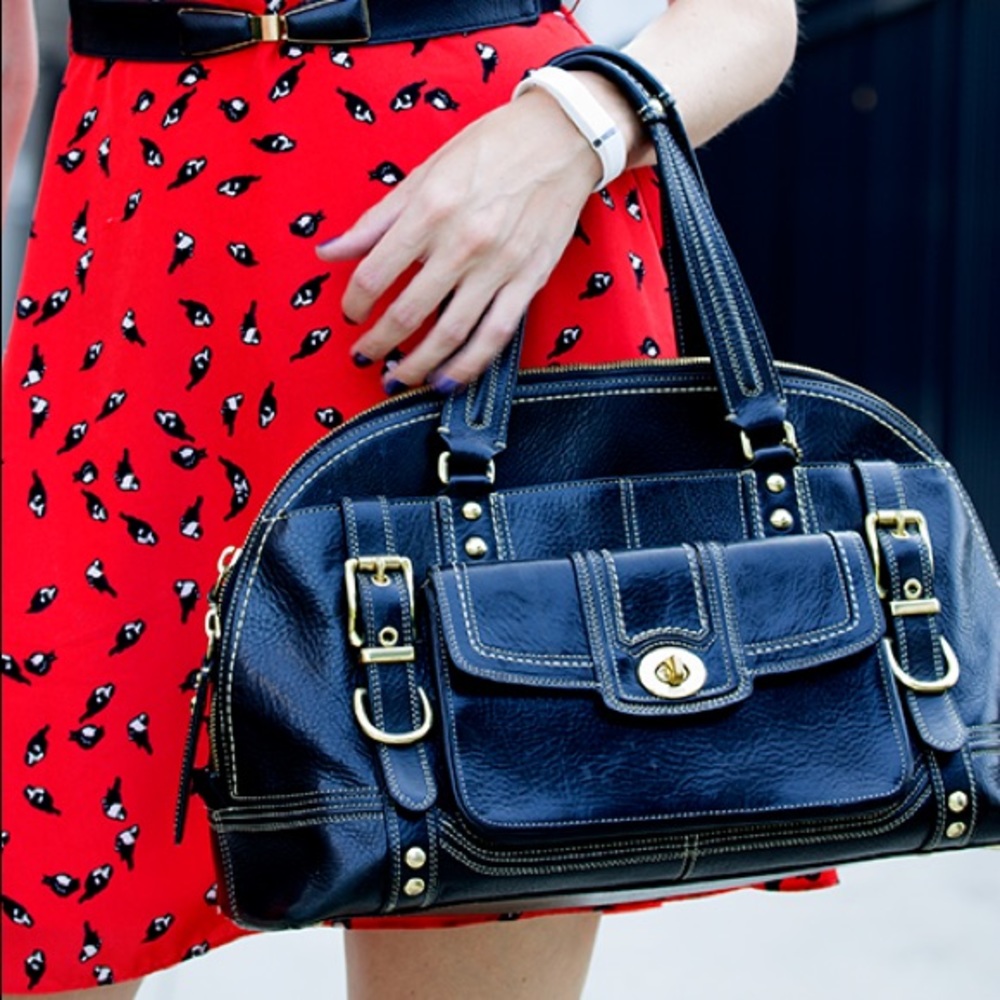 Pebbled black leather Coach bag